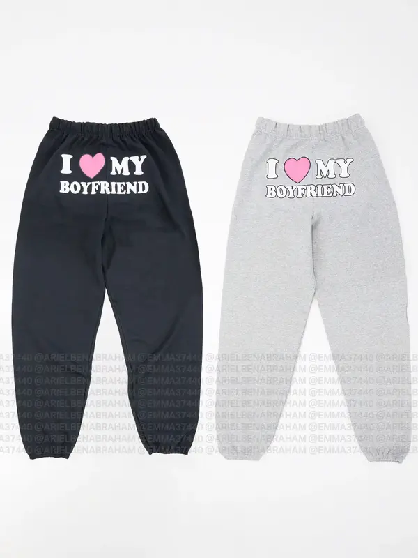 I Love My Boyfriend Sweatpants Pink Heart Valentine’s Day Gift