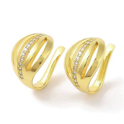 Brass Micro Pave Clear Cubic Zirconia Cuff Earrings for Women