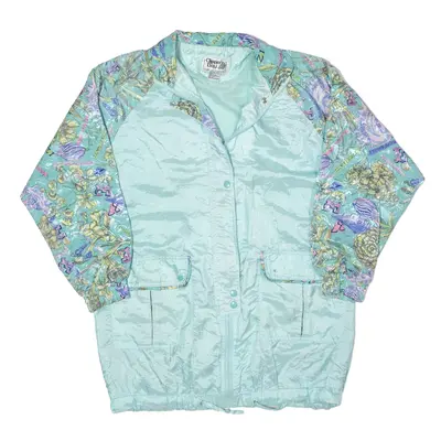 CLIPPER BAY Shell Jacket Blue 90s Floral Womens S