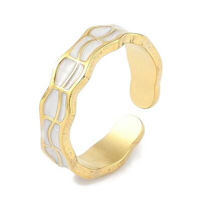 Ion Plating(IP) 304 Stainless Steel Enamel Cuff Finger Rings
