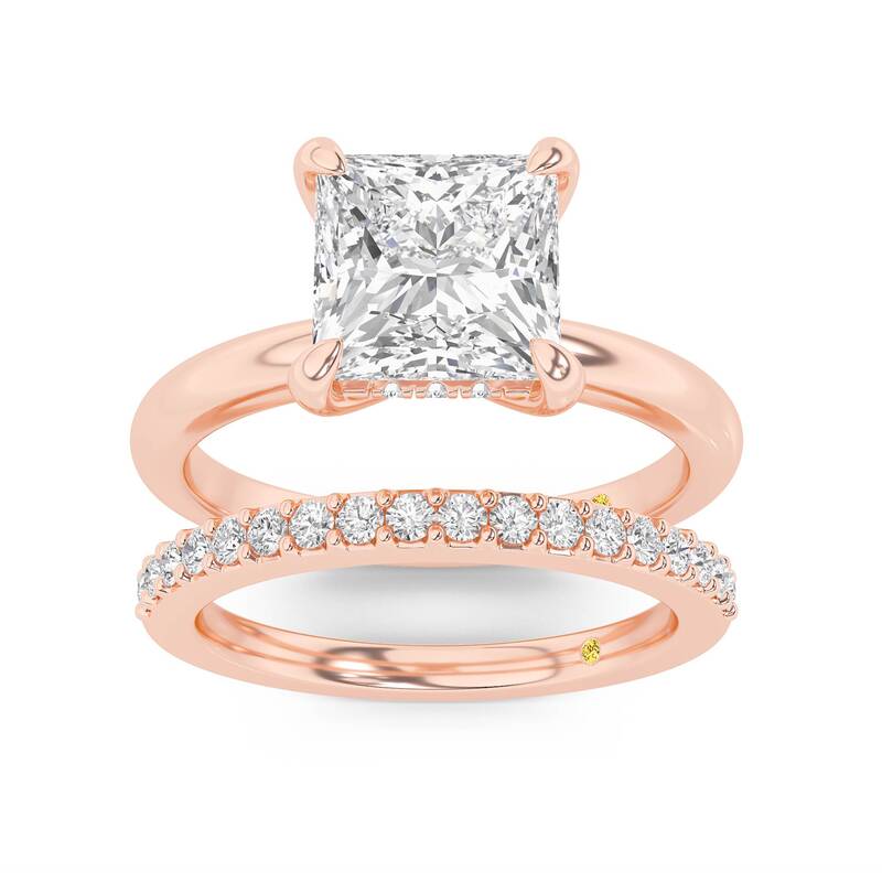 Fez Lab Grown Princess Cut Diamond Engagement Ring with the Orion Wedding Band | 10K Rose Gold 1 1/3 ct. tw.