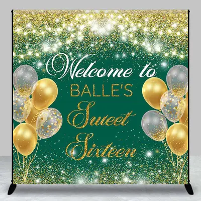Personalized Glitter Balloon Light Birthday Backdrop - Aperturee