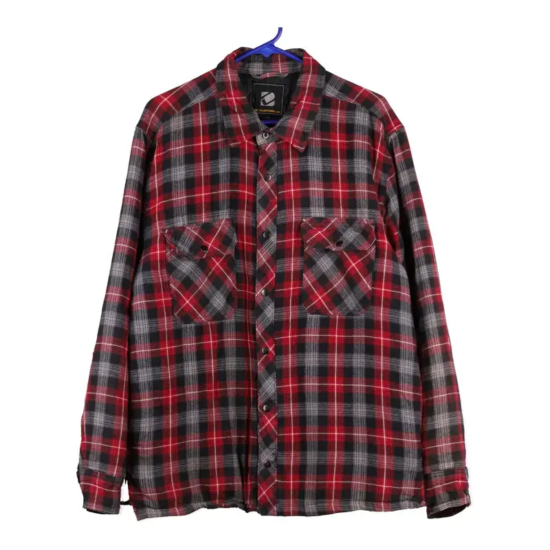 Bc Clothing Checked Overshirt - Large Red Cotton