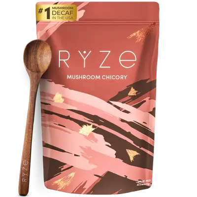 RYZE Mushroom Chicory with 6 Organic Adaptogenic Mushrooms, Keto Caffeine Free Decaf Coffee with Chicory Root for Energy, Foc...