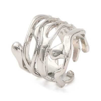 Multi-layer Alloy Open Cuff Rings for Women
