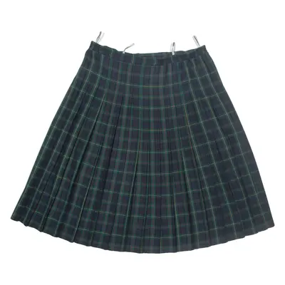 SEDA MODELL Womens Pleated Skirt Green Midi Wool Check L