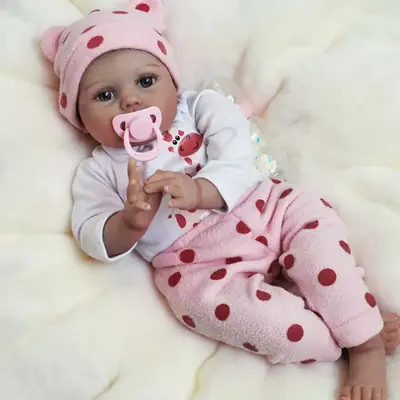 WOOROY Reborn Doll – 22 Lifelike Baby Doll with Hand-Painted or Hand-Rooted Hair (Random Ship), Soft Vinyl Limbs, Cloth B...