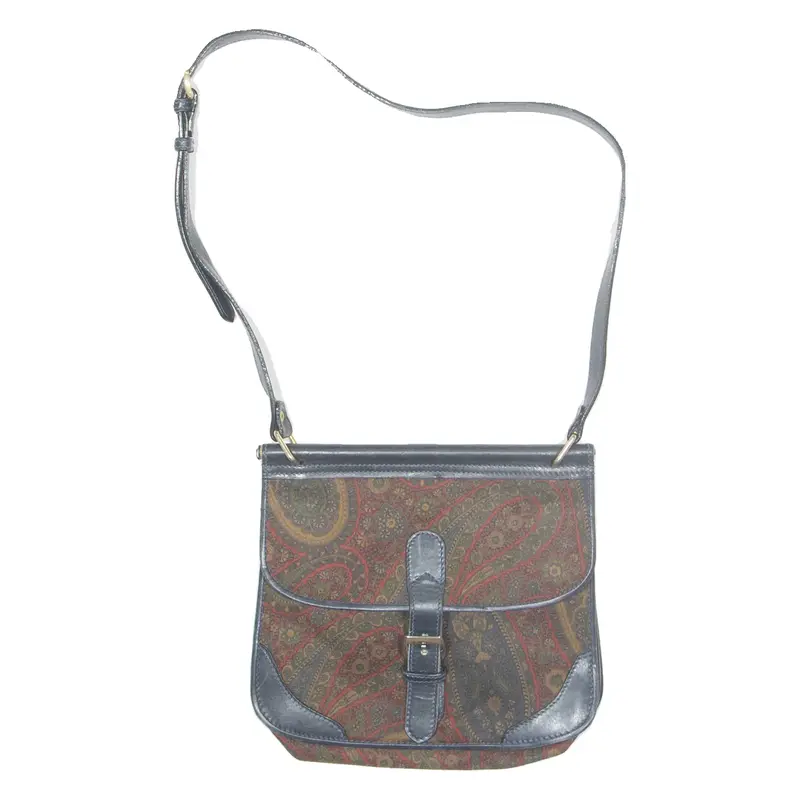 Womens Shoulder Bag Brown Leather Paisley