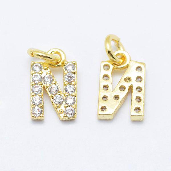 Brass Micro Pave Grade AAA Cubic Zirconia Charms