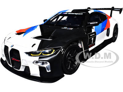 BMW M4 GT3 #1 White with Black, Blue and Red Graphics GT Racing Series 1/24 Diecast Model Car by Motormax