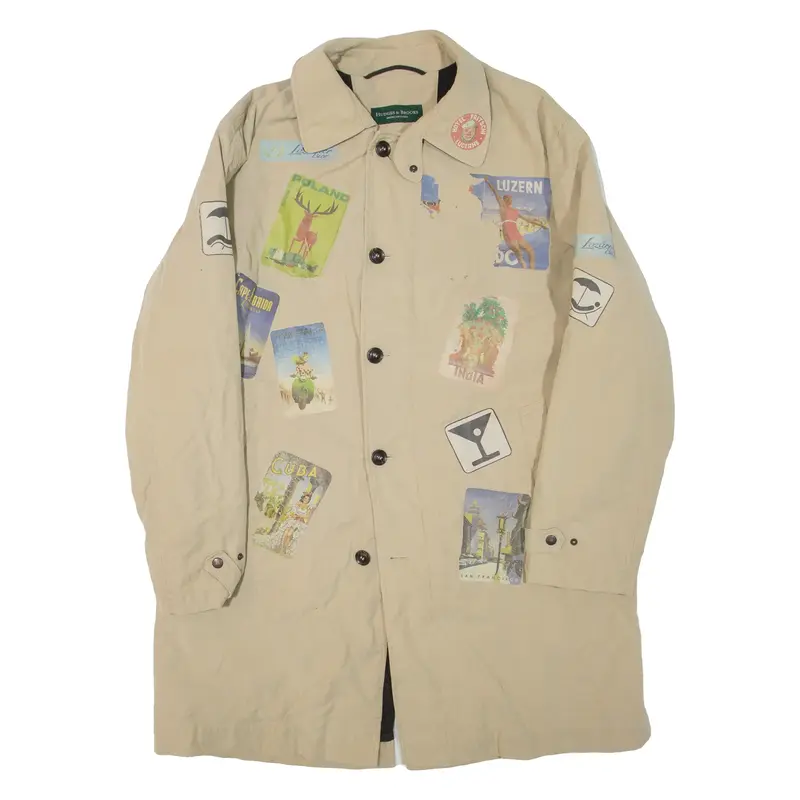 HUGHES AND BROOKS American Sports Mens Trench Jacket Beige XL