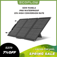 EcoFlow 60W Lightweight Foldable Portable Solar Panel with Supporting Stand, High 23.4% Converting Monocrystalline Cells IP68...