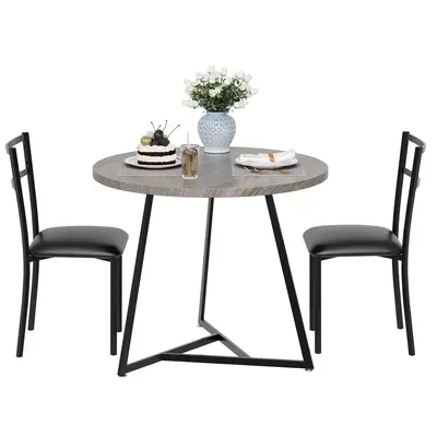 Garvee Round Dining Table Set for 2, Modern Kitchen Table Chairs Set of 2, Small Dining Room Table Set with 2 Upholstered Cha...