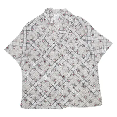 CLASSICS Womens Printed Shirt Brown Collared Crazy Pattern M