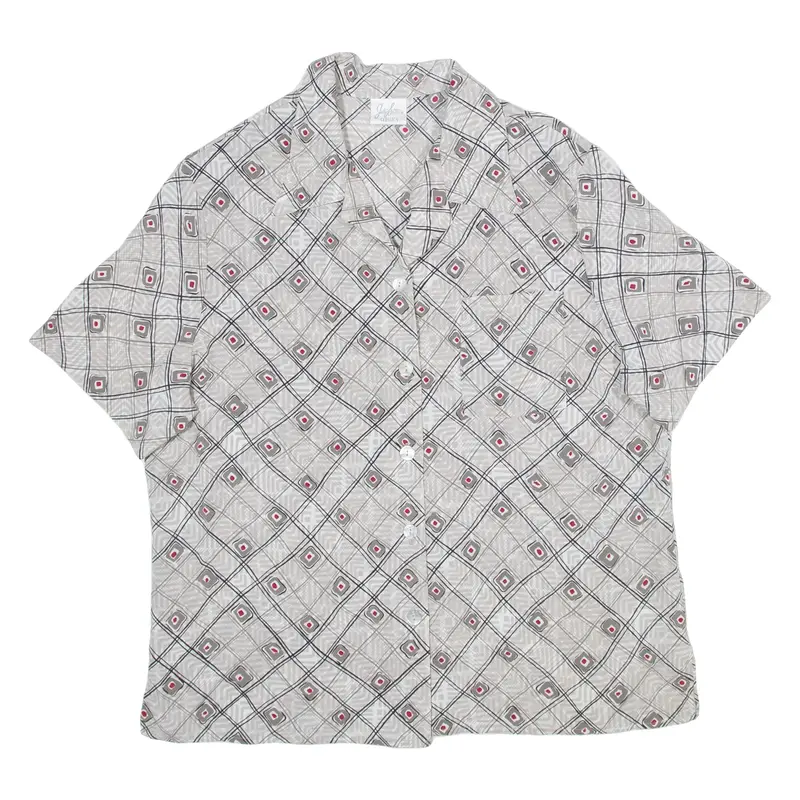 CLASSICS Womens Printed Shirt Brown Collared Crazy Pattern M