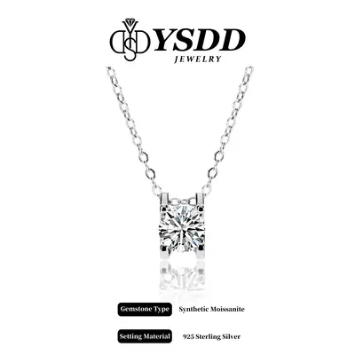 ă#164 Classică1Carat Solitaire Floating Synthetic Moissanite Necklace in 925 Sterling Silver