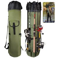 Durable Waterproof Fishing Rod Bag - Multifunctional Oxford Fabric Case Holds 5 Poles, Large Capacity