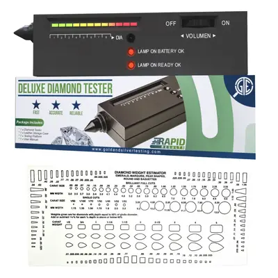 GTE Deluxe Diamond & Gemstone Analyzer Tester for Moissanites Stones Lab-created Simulants with Gauge LCD Display LED Indicat...