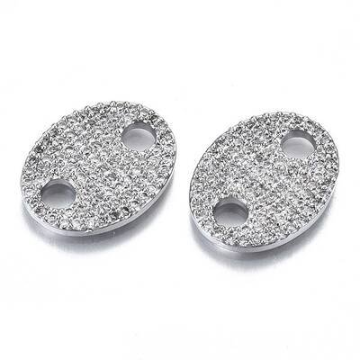Brass Micro Pave Clear Cubic Zirconia Links Connectors