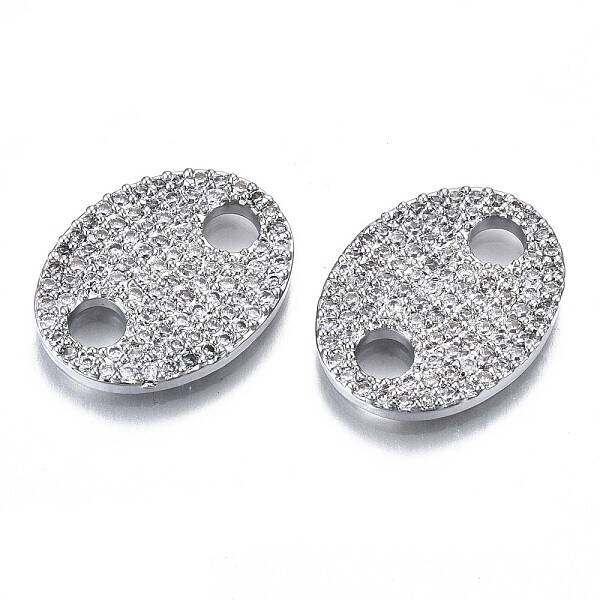 Brass Micro Pave Clear Cubic Zirconia Links Connectors