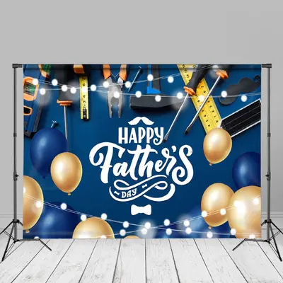 Blue Glod Balloons Tool Light Fathers Day Backdrop - Aperturee
