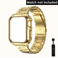 Business Style Metal Smartwatch Band with Watch Case, Fashion Smart Watch Band for i-watch Series Ultra 9 8 7 6 5 4 3 2 1 SE ...