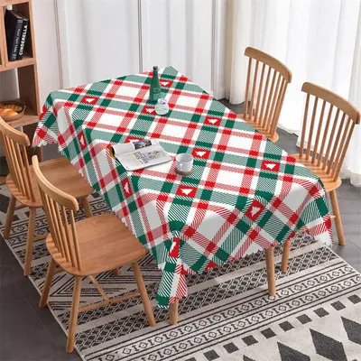 Green Red Christmas Tree Pattern Rectangle Tablecloth - Aperturee