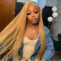 210% Density #27 Honey Blonde Bone Straight Human Hair Wigs For Women Pre plucked 13X6 HD Lace Frontal Human Hair Wigs