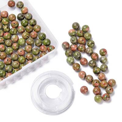 100Pcs 8mm Natural Unakite Round Beads