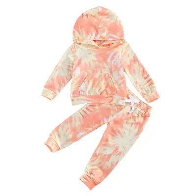 LAGKIYOJ Kids Toddler Baby Girl Tie Dye Tracksuit Outfit Crewneck Top and Pants 2Pcs Clothes Set Sweatsuits Jogging Suits