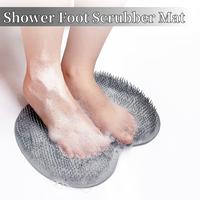 Silicone Shower Foot Scrubber Mat with Wall-Mounted Suction Cups, Back & Feet Cleaning Pad,,Bathroom Bathing Accessories natu...