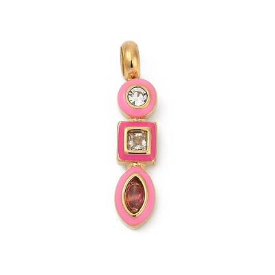 304 Stainless Steel Pave Cubic Zirconia Enamel Pendants