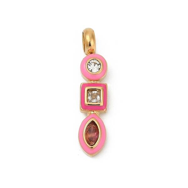 304 Stainless Steel Pave Cubic Zirconia Enamel Pendants