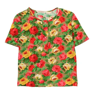 Marina Rinaldi Floral T-Shirt - Medium Multicoloured Cotton Blend