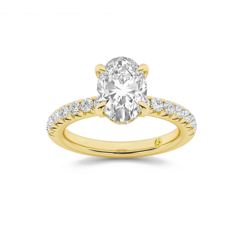 Embers Half Coverage Hidden Halo Oval Lab Grown Diamond Engagement Ring | 14K Yellow Gold 4 3/4 CT. TW.