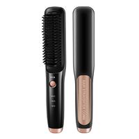 Wireless Hair Straightener Brush Portable Cordless Electric Mini Hot Iron & Curler 2-in-1 Negative Ion Hot Comb Professional ...