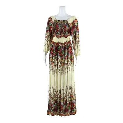 Womens Maxi Dress Cream Floral Long M