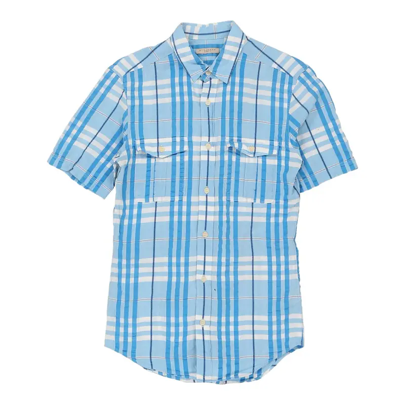 Burberry Brit Checked Short Sleeve Shirt - XS Blue Cotton