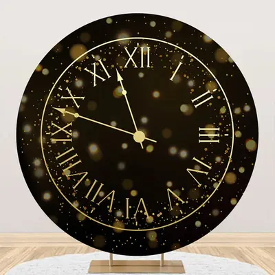 Round Black Bokeh Laeacco Clock Birthday Backdrop