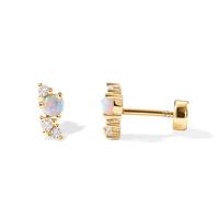 PAVOI 14K Gold Plated 925 Sterling Silver Opal Cubic Zirconia Flat Back Earrings for Women | Cartilage Studs | Helix Piercing...