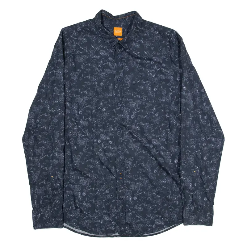 BOSS Slim Fit Mens Shirt Blue Long Sleeve XL