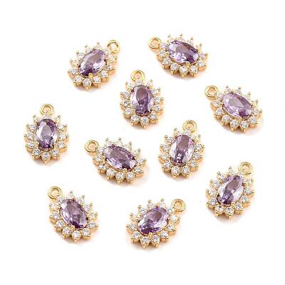 Real 18K Gold Plated Brass Micro Pave Cubic Zirconia Charms