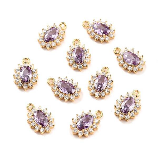 Real 18K Gold Plated Brass Micro Pave Cubic Zirconia Charms