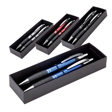 50 Promotional Edge Ballpoint Pencil Set - Aluminum & Rubber Grip