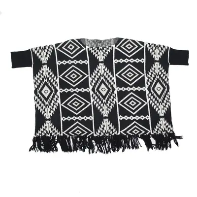 MOTIVI Western Patterned Jumper White 90s Crazy Pattern Chunky Knit Short Sleeve Womens L
