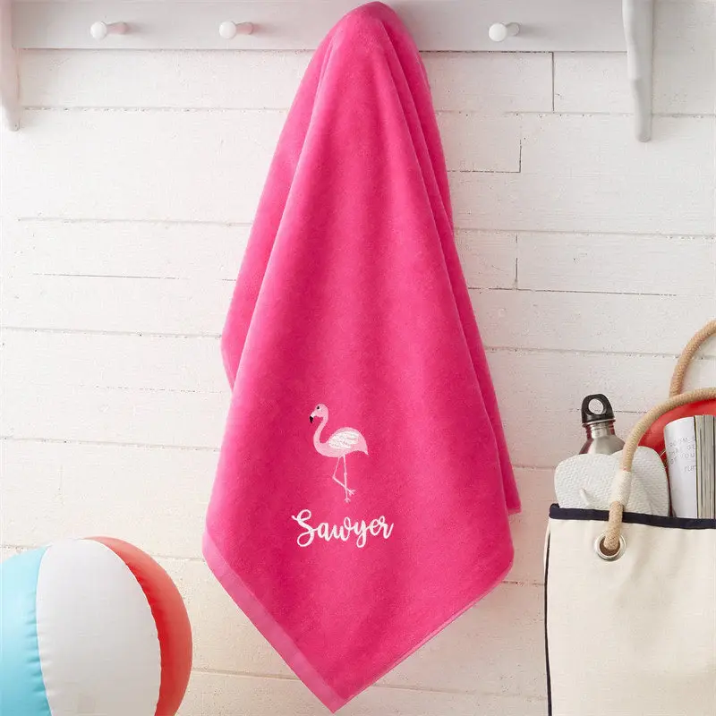Pink Holiday Fun Summer Embroidered Beach Towel - Aperturee