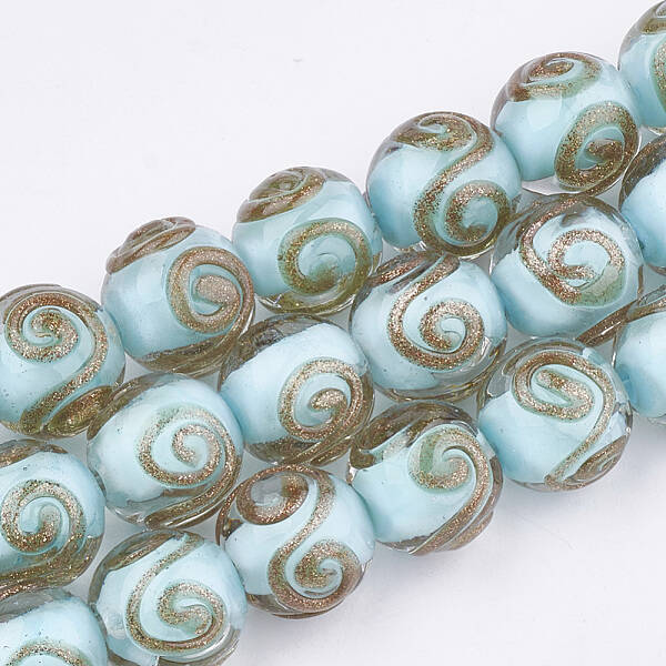 Handmade Gold Sand Lampwork Beads