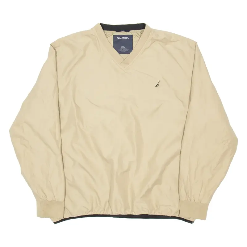 NAUTICA Training Mens Sweatshirt Beige V-Neck 2XL