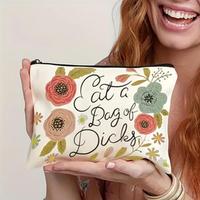 Chic Storage Bag with Floral Pattern, Lightweight Waterproof Multi-functional Fashion Makeup Bag, Casual Travel Makeup Pouch ...