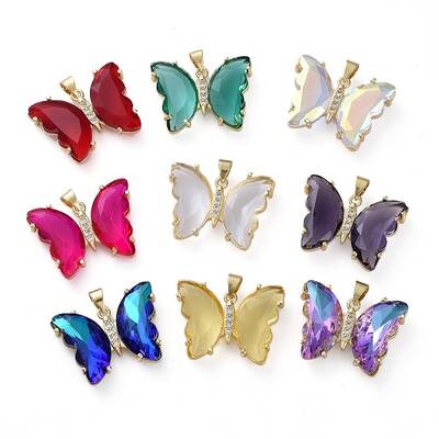 Brass Micro Pave Clear Cubic Zirconia Pendants